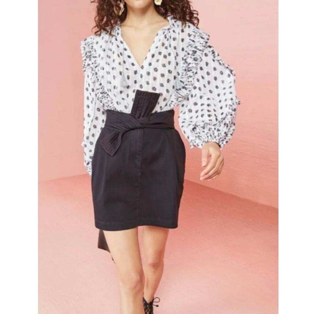 Ulla Johnson NWT Denim Drew Tie Front Utility Chic Y2K Mini Skirt Size 6